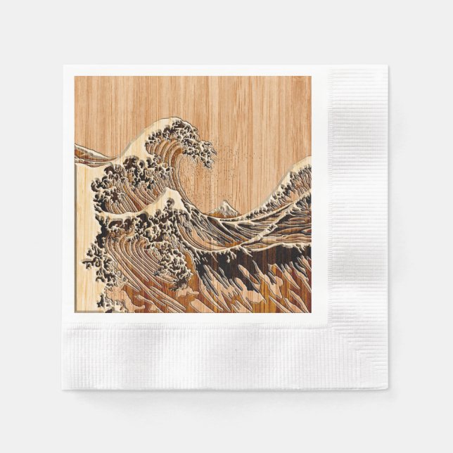 Serviette En Papier The Great Hokusai Wave Bamboo (Devant)