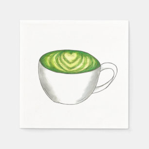 Serviette En Papier Thé japonais Matcha Green Latte Teacup Foin