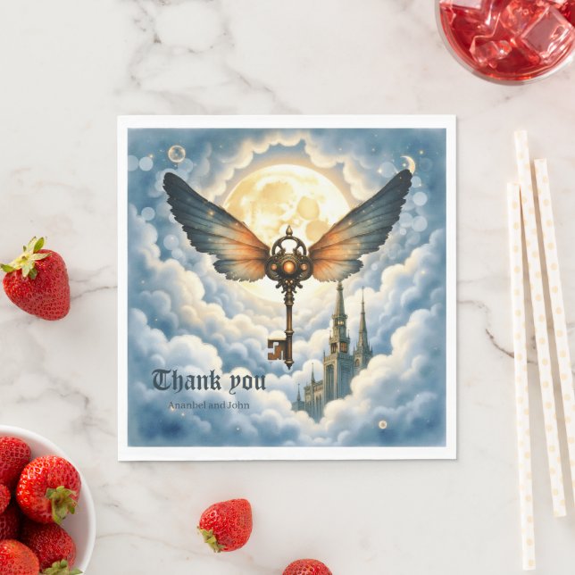 Serviette En Papier The Key of Eternity – Steampunk Wings  (En situation)