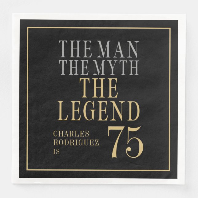 Serviette En Papier The Man The Myth The Legend 75th Birthday (Devant)
