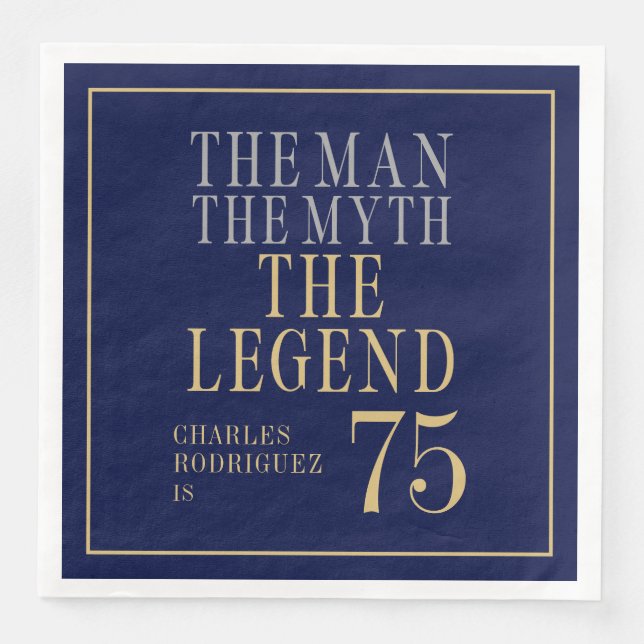 Serviette En Papier The Man The Myth The Legend 75th Birthday (Devant)
