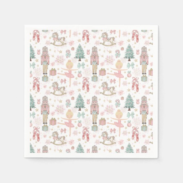 Serviette En Papier The Nutcracker Pink Christmas Ballet 1st Birthday  (Devant)