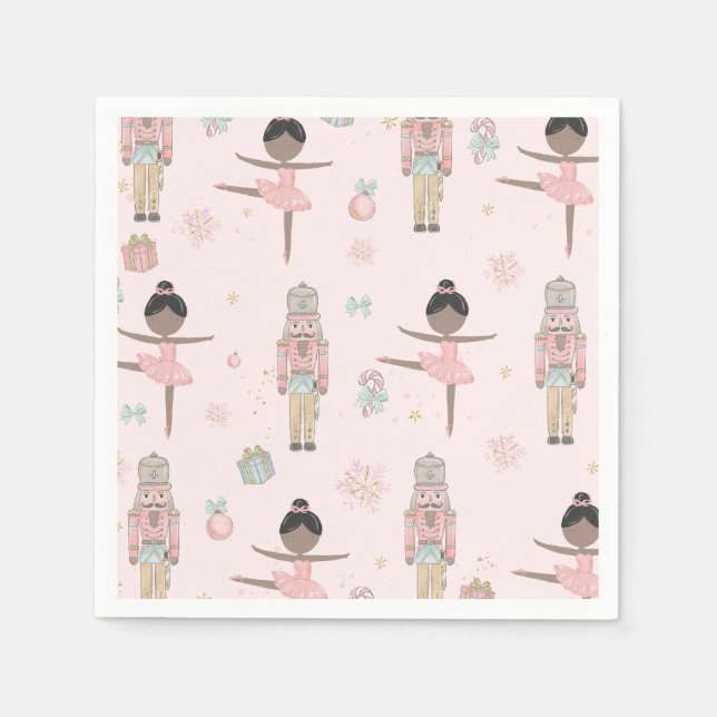 Serviette En Papier The Nutcracker Pink Christmas Ballet 1st Birthday (Devant)