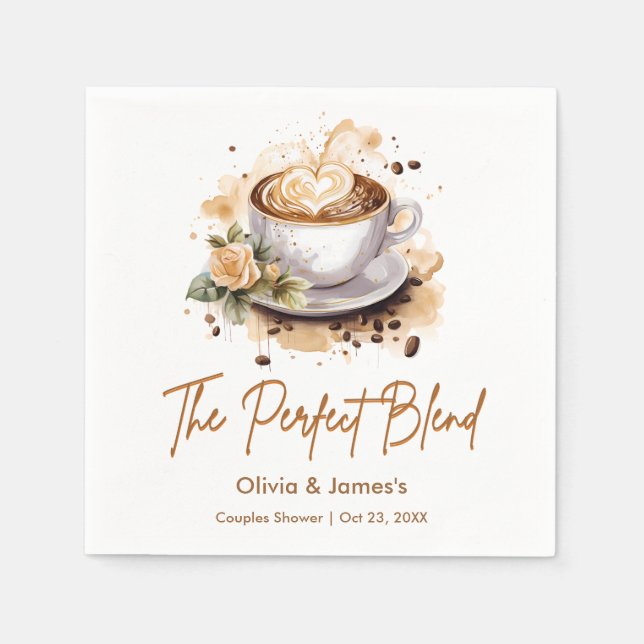 Serviette En Papier The Perfect Blend Coffee Mariage Couple Shower   (Devant)