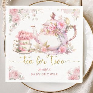 Serviette En Papier Thé pour deux Baby Shower Tea Party Floral rose