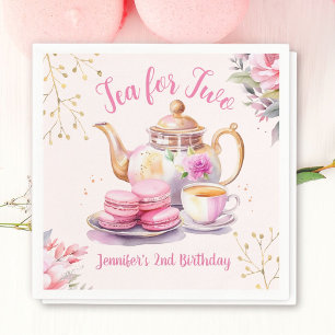 Serviette En Papier Thé pour deux ! Fille rose Floral 2e fête d'annive