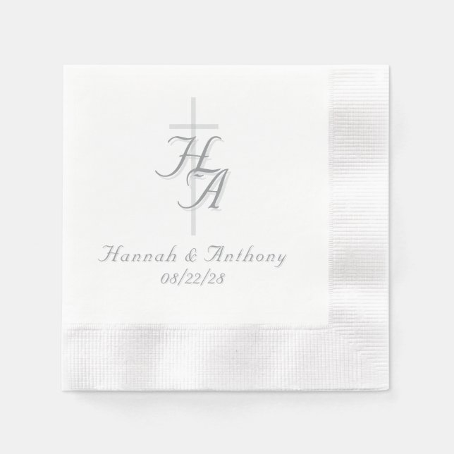 Serviette En Papier The Refined Catholic Silver & White Wedding (Devant)