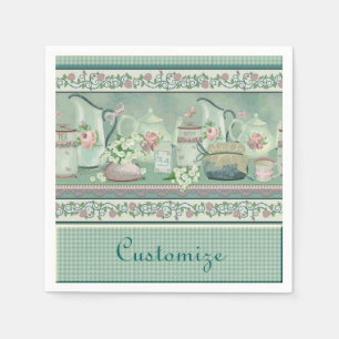 Serviette En Papier Thé Turquoise vintage et serviettes Roses