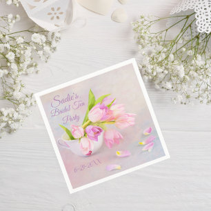 Serviette En Papier Thé vintage Avec Tulipes Douche Thé Nuptiale Servi