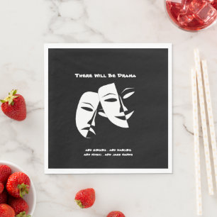 Serviette En Papier Théâtre Masque Comédie Tragédie Black White Drame
