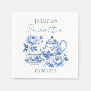 Serviette En Papier Théière en Chinoiserie Fleurs Mariage Vintage