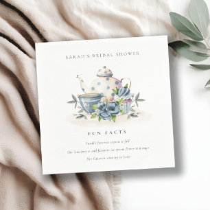 Serviette En Papier Théière florale bleue faits amusants sur le thé Ré