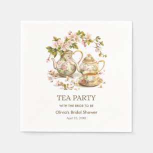 Serviette En Papier Théière Florale Thé Party Moment du Thé Enterremen