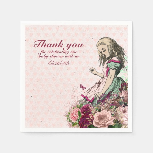 Serviette En Papier Thème Alice au Pays des Merveilles Fête à Thé Pers (Devant)