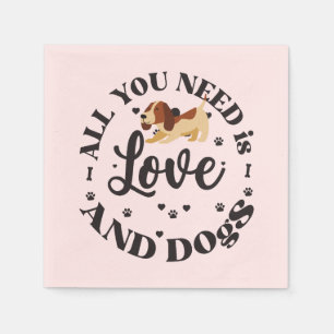 Serviette En Papier Thème "Amour et Chiens"