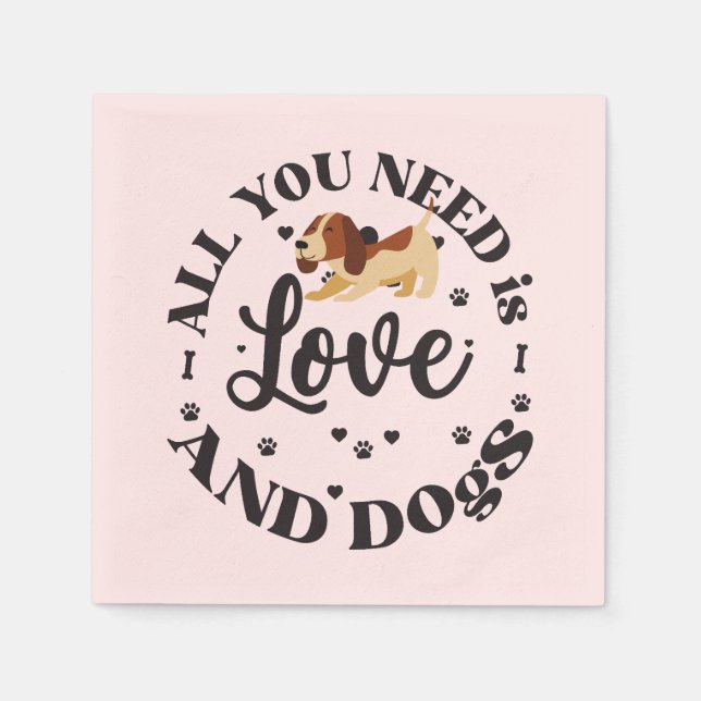 Serviette En Papier Thème "Amour et Chiens" (Devant)