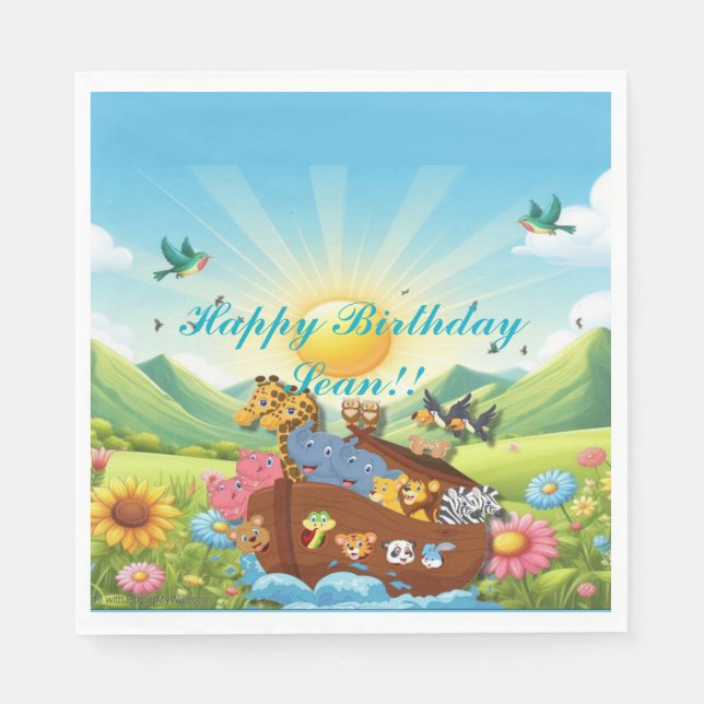 Serviette En Papier Thème Arche de Noah (Devant)