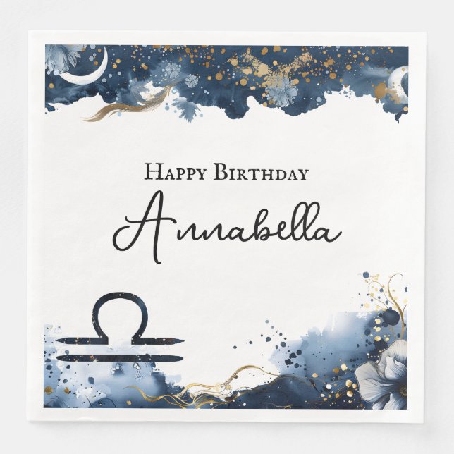 Serviette En Papier Thème Astral Anniversaire Scorpion (Devant)