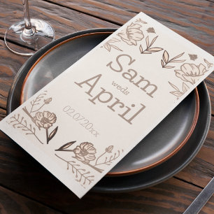 Serviette En Papier Thème Brown Floral Mariage