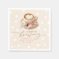Thème Café Bébé Fille Naissance avec un Nœud Rose