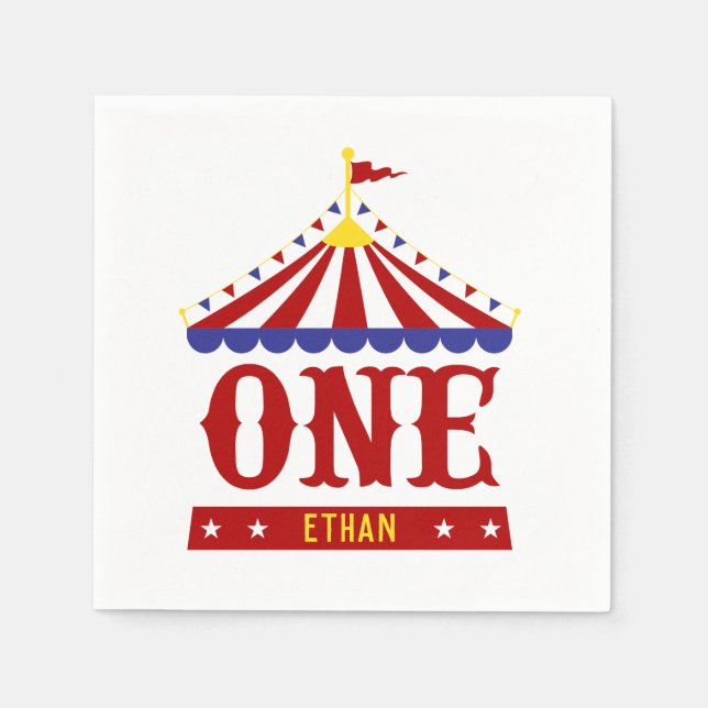 Serviette En Papier Thème Carnaval Personnalisé Premier anniversaire f (Devant)