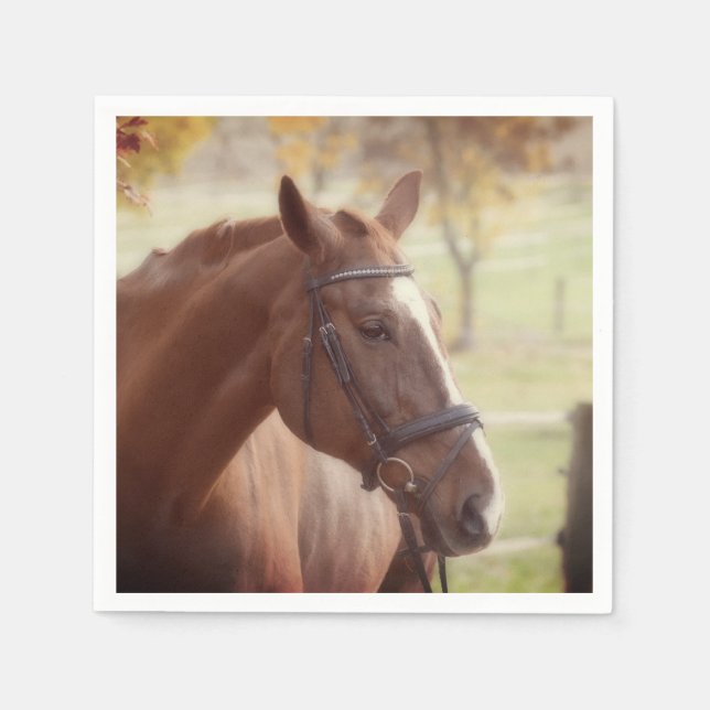 Serviette en papier thème cheval Elegant Fall (Devant)