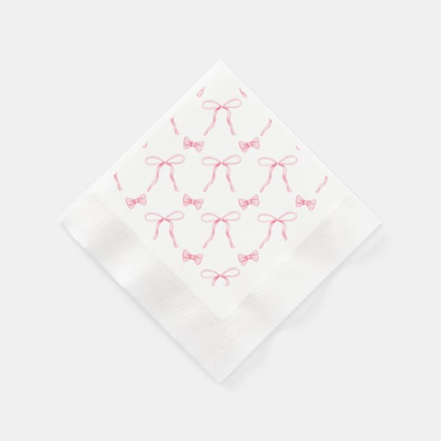 Serviette en papier thème Coquette Nœud Rose (Coin)
