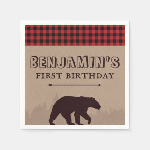 Serviette En Papier Thème d'anniversaire bûcheron carreaux de buffle r