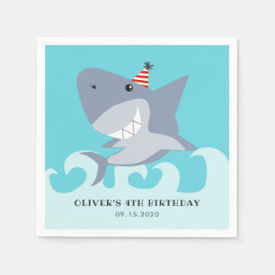 Serviette En Papier Thème d'anniversaire de requin