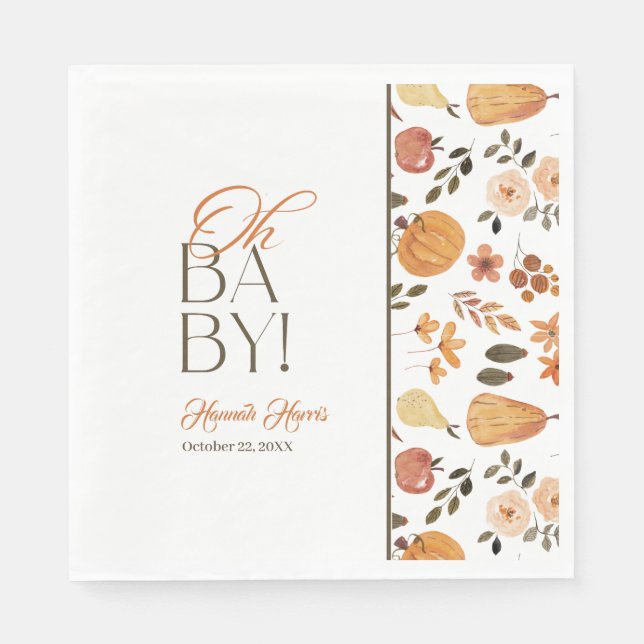 Serviette En Papier Thème de Baby Shower d'Automne  (Devant)