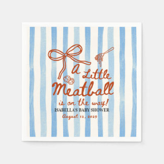 Serviette En Papier Thème de Baby Shower Italien  Rayures Bleues