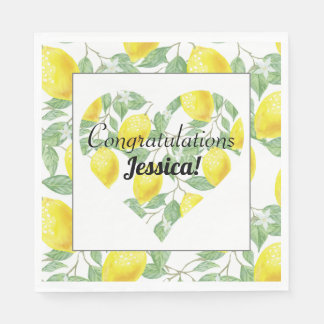Serviette En Papier Thème de Baby Shower Lemon Heart Main Squeeze