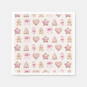 Serviette En Papier Thème de Baby Shower pour gâteau de Noël rose