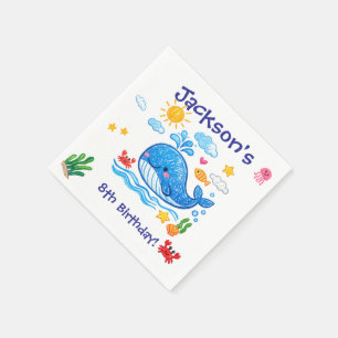 Serviette En Papier Thème de baleine Fête d'anniversaire d'été pour en
