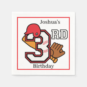 Serviette En Papier Thème de baseball 3ème anniversaire Napkin Bat Bal