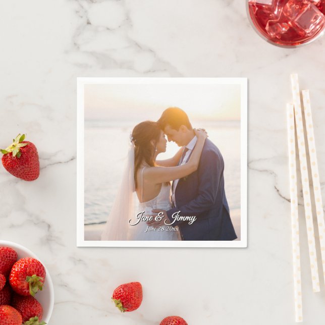 Serviette En Papier Thème de carton d'invitation de mariage romantique (En situation)