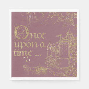 Serviette En Papier Thème de conte de fées Château Carrosse Or sur rou