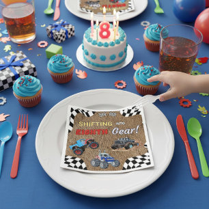 Serviette En Papier Thème de course de Monster Truck pour les 8 ans d'