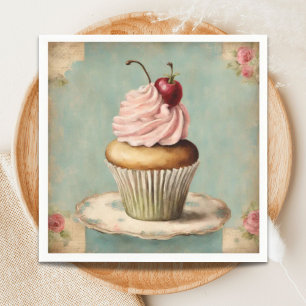 Serviette En Papier Thème de fête d'anniversaire avec gâteau rose fran