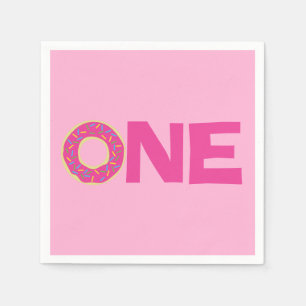 Serviette En Papier Thème de fête d'anniversaire de 1ère année Donuts
