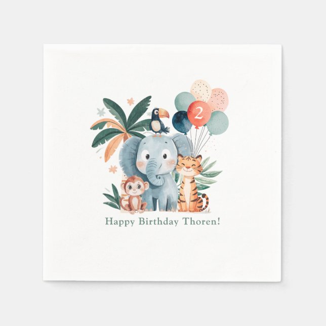 Serviette En Papier Thème de fête d'anniversaire Jungle Sauvage (Devant)