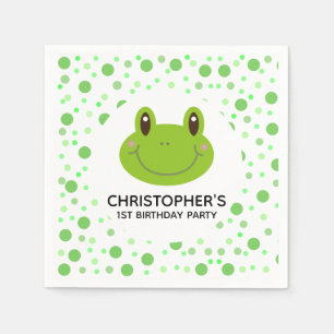 Serviette En Papier Thème de fête d'anniversaire mignon grenouille à p
