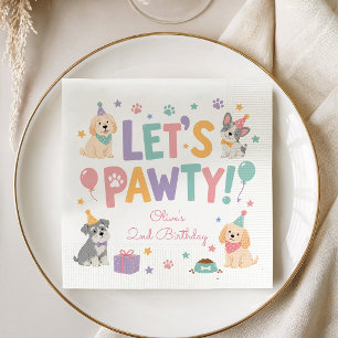 Serviette En Papier Thème de fête d'anniversaire pour chiots Let's Paw