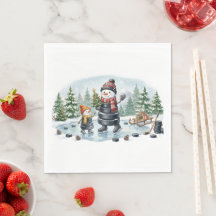 Thème de fête de bonhomme de neige de hockey
