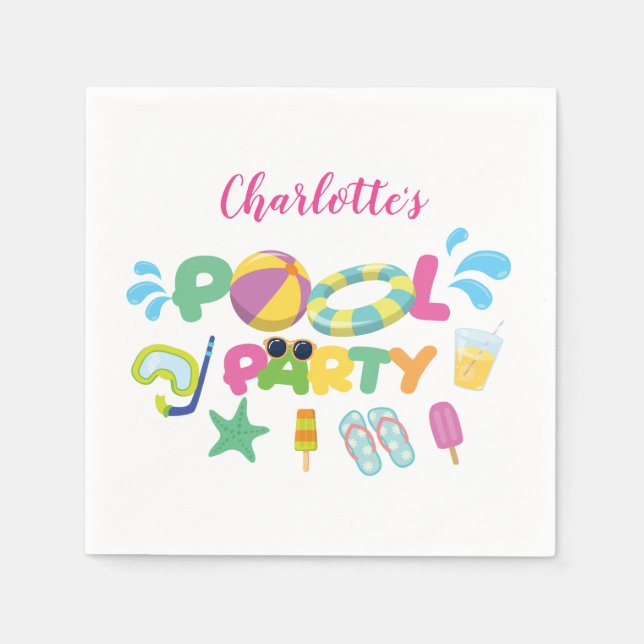 Serviette En Papier Thème de fête de piscine (Devant)