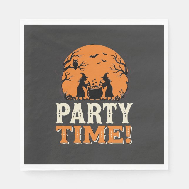Serviette En Papier Thème de fête d'Halloween Sorcière Chaudron Design (Devant)