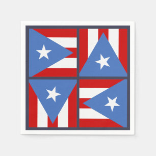 Serviette En Papier Thème de fête Porto Rico : motif carré de drapeau 