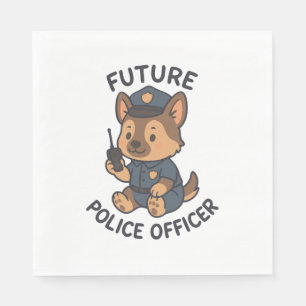 Serviette En Papier Thème de futur policier de chien mignon