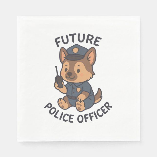 Serviette En Papier Thème de futur policier de chien mignon (Devant)