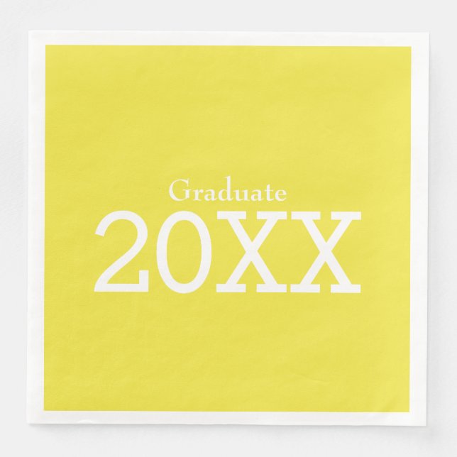 Serviette En Papier Thème de graduation Papier Jaune Napkin (Devant)